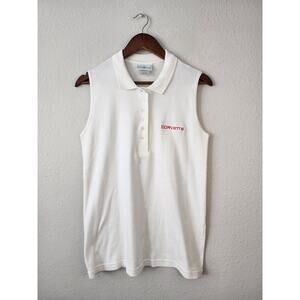 Vintage Corvette Logo Golf Polo Shirt Vest White Sleeveless Casual Sportswear M